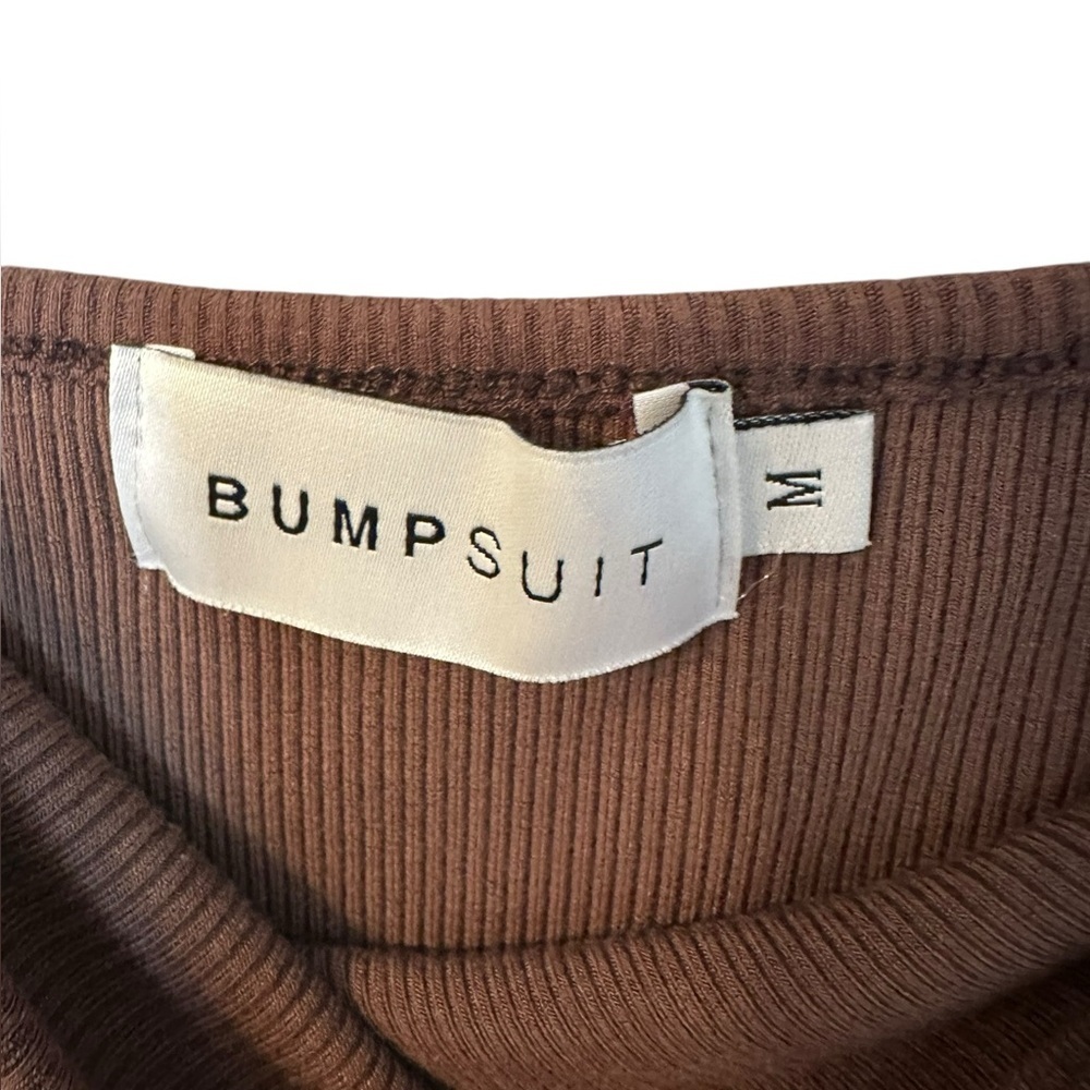 Bumpsuit The Sculpting Rib Long Sleeve Cut-Out Brown Maxi Dress M - Picture 8 of 12